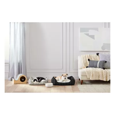 Product Top Paw® Black & White Striped Cuddler Dog Bed