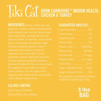 Product Tiki Cat® Born Carnivore® for Indoor Cat Food # Chicken & Turkey, Non-GMO