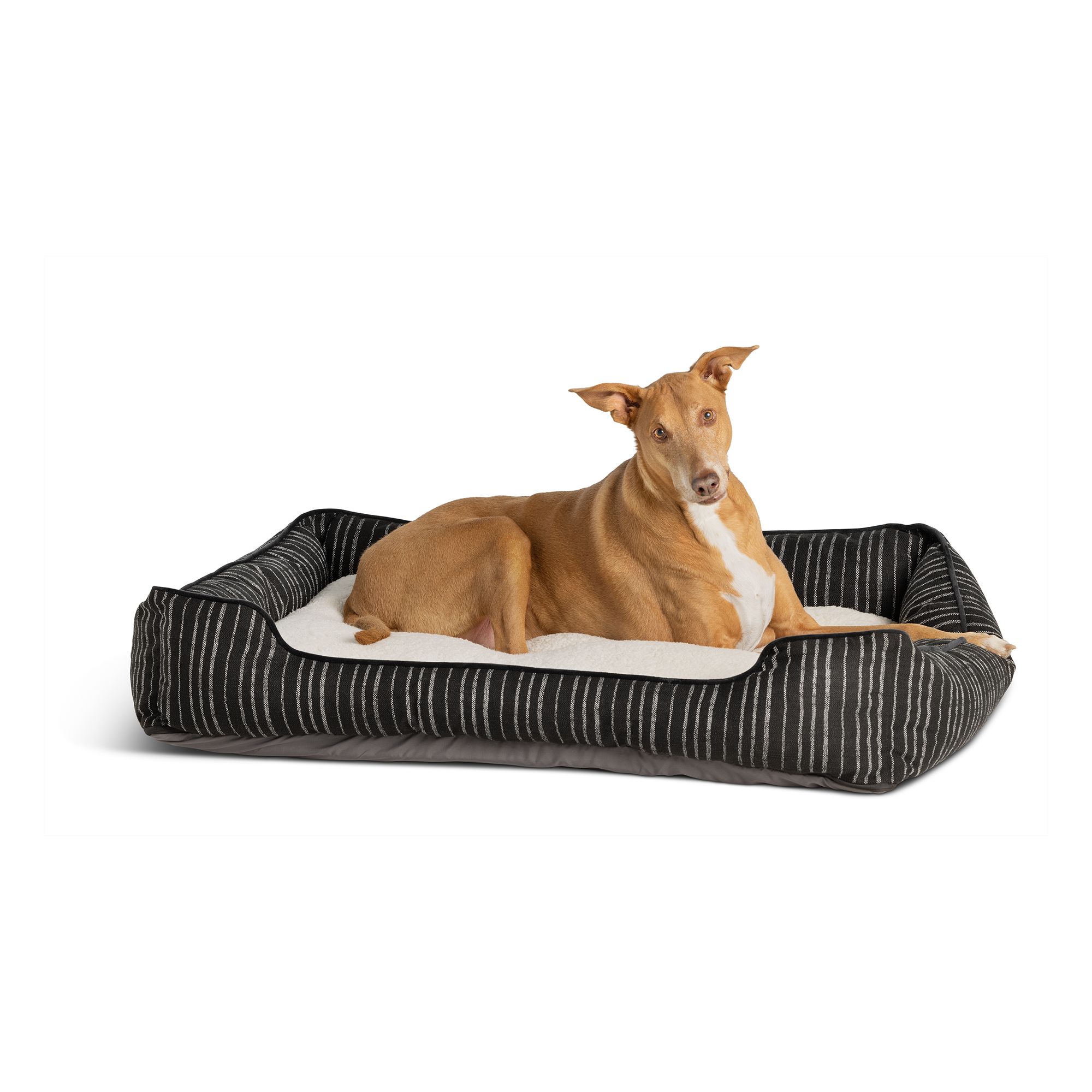 Top Paw Black White Striped Cuddler Dog Bed