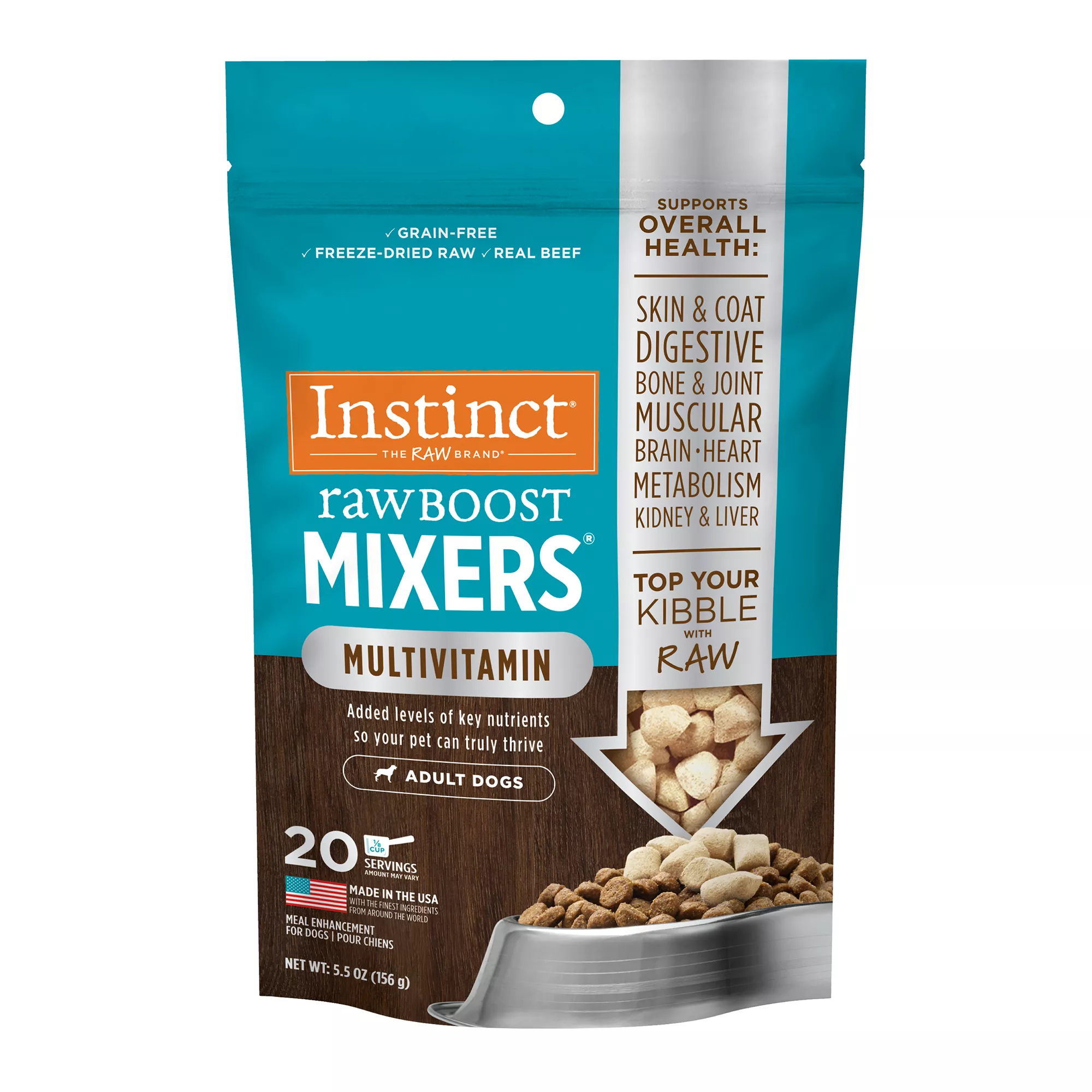 Instinct Raw Boost Mixers Multivitamin Freeze-Dried Adult Dog Food Topper - 5.5 Oz.