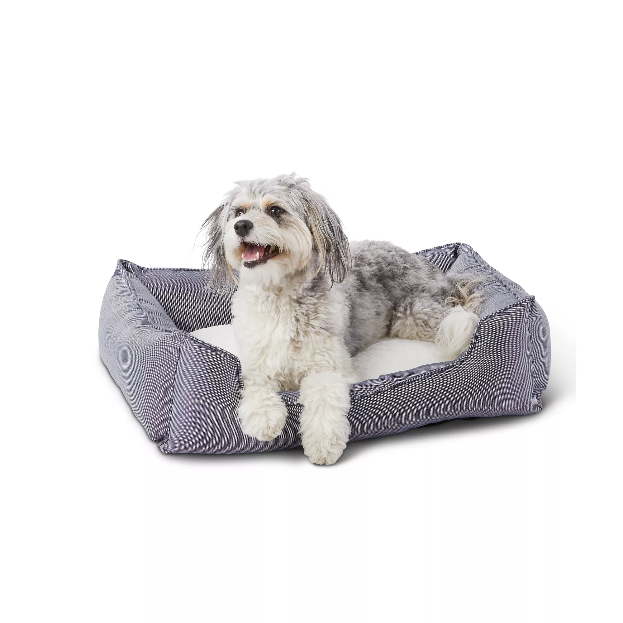 Top Paw® Blue Chambray Cuddler Dog Bed