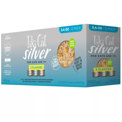 Product Tiki Cat Silver Senior Cat Wet Food Variety Pack - 12ct, Natural, Grain Free