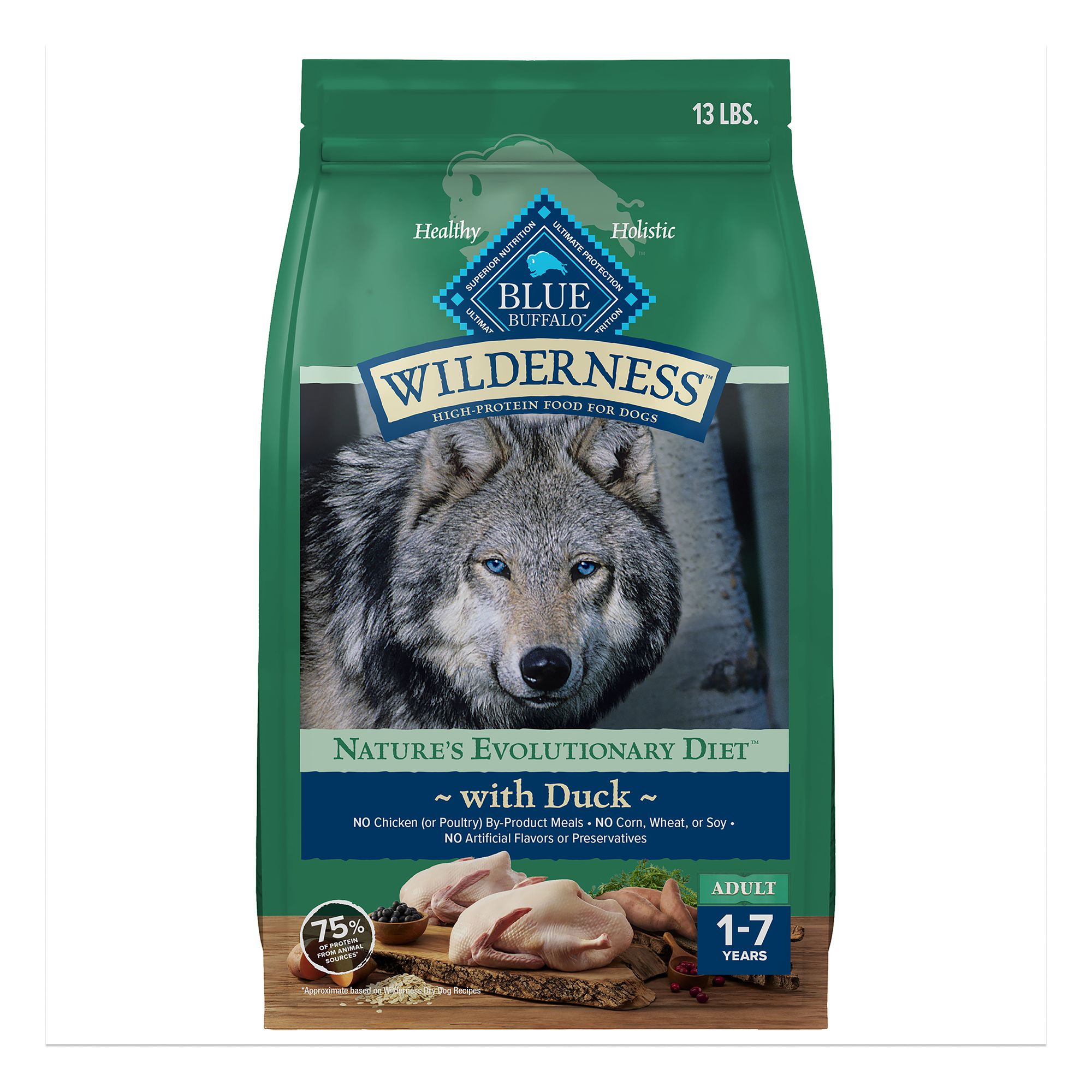 Blue Wilderness Adult Dry Dog Food High Protein Natural Duck