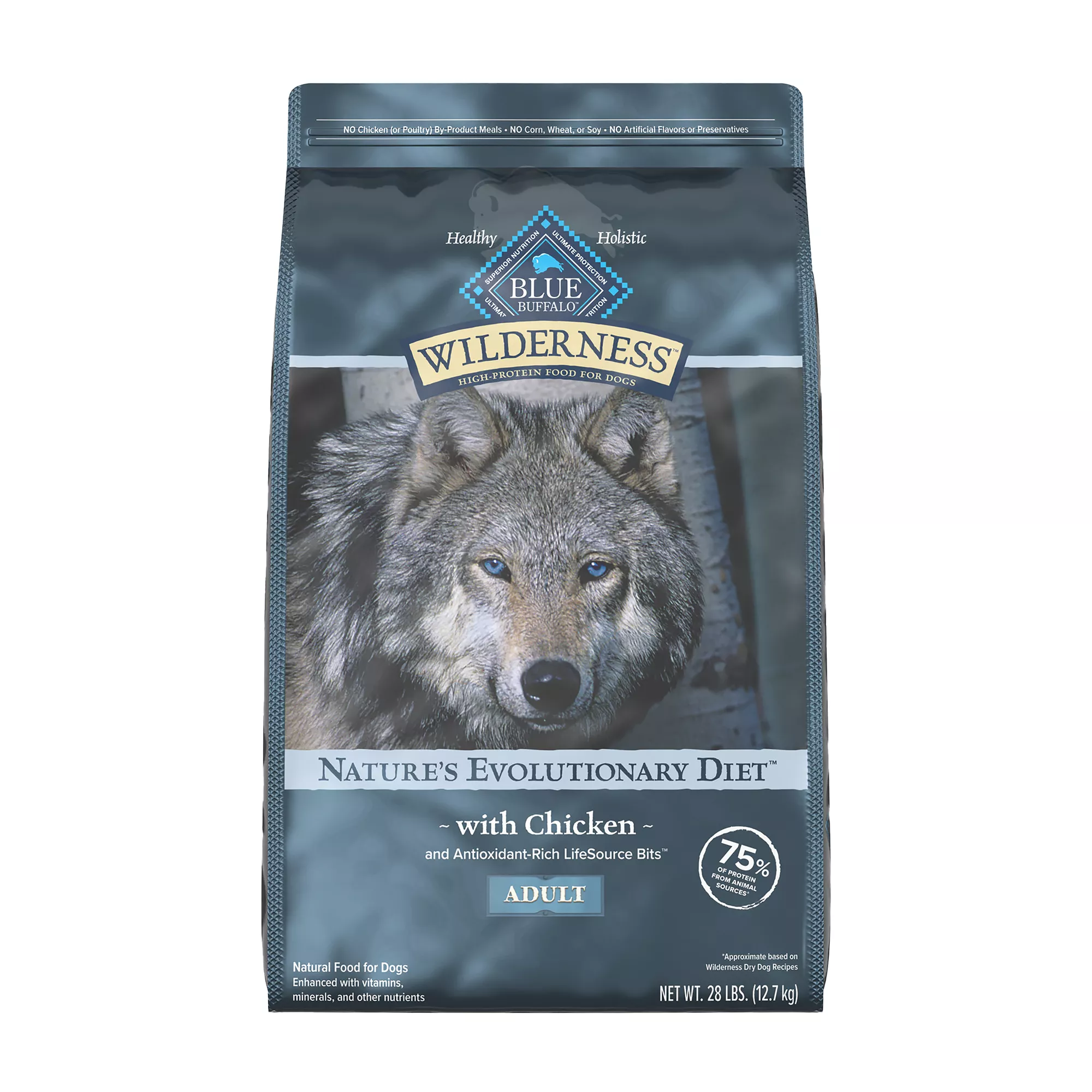 Blue Wilderness Adult Dry Dog Food - Wholesome Grains,  High-Protein, Natural, Chicken