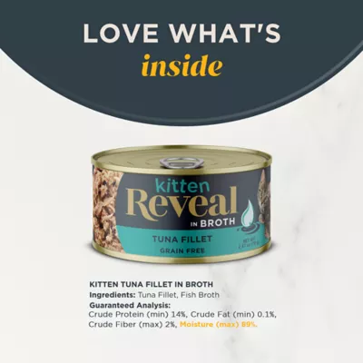 Product Reveal Kitten Wet Cat Food In Broth - Limited Ingredient, Natural, Grain Free, 2.47 oz