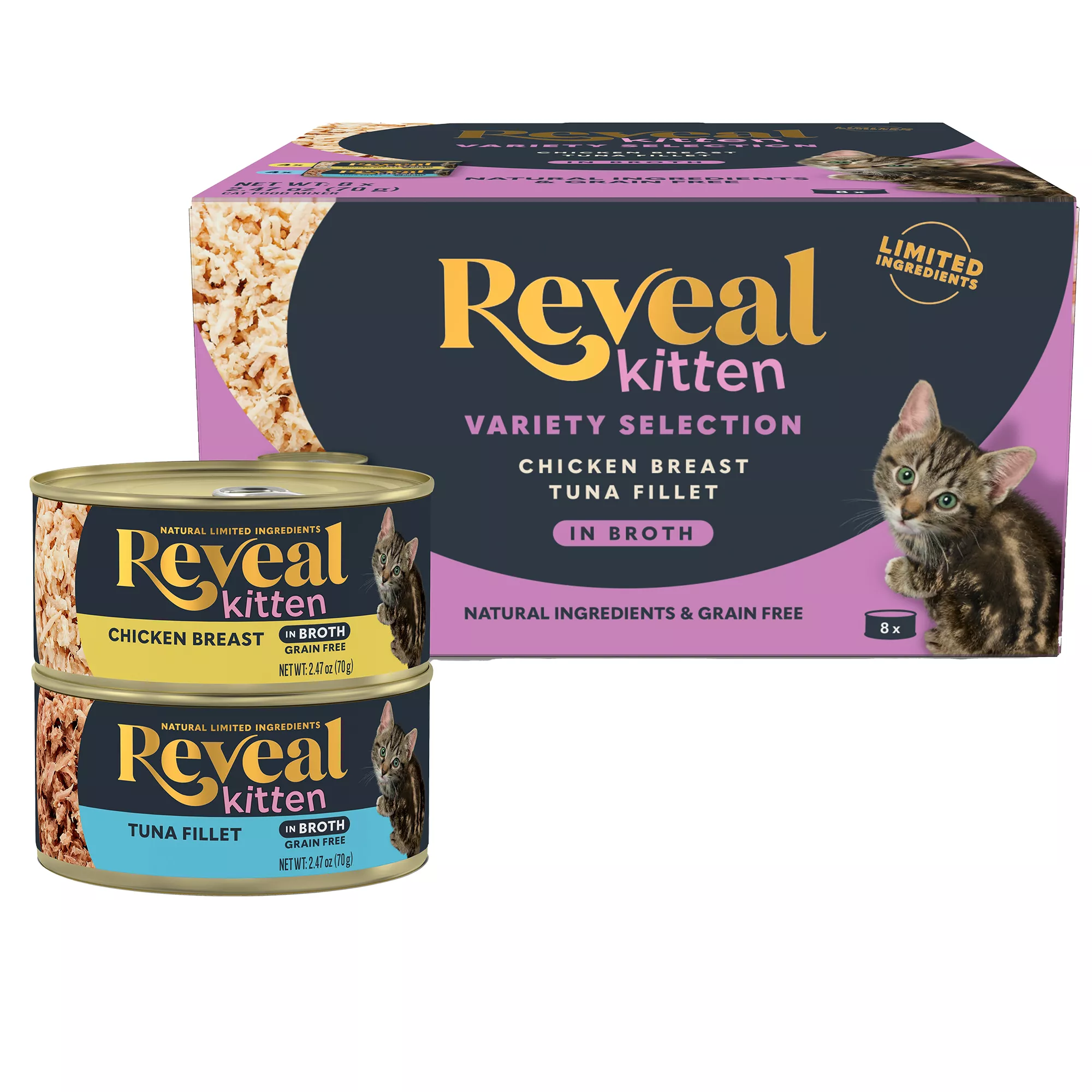 Reveal Kitten Wet Cat Food - Natural, Limited Ingredient, Grain Free, Variety Pack, 8ct