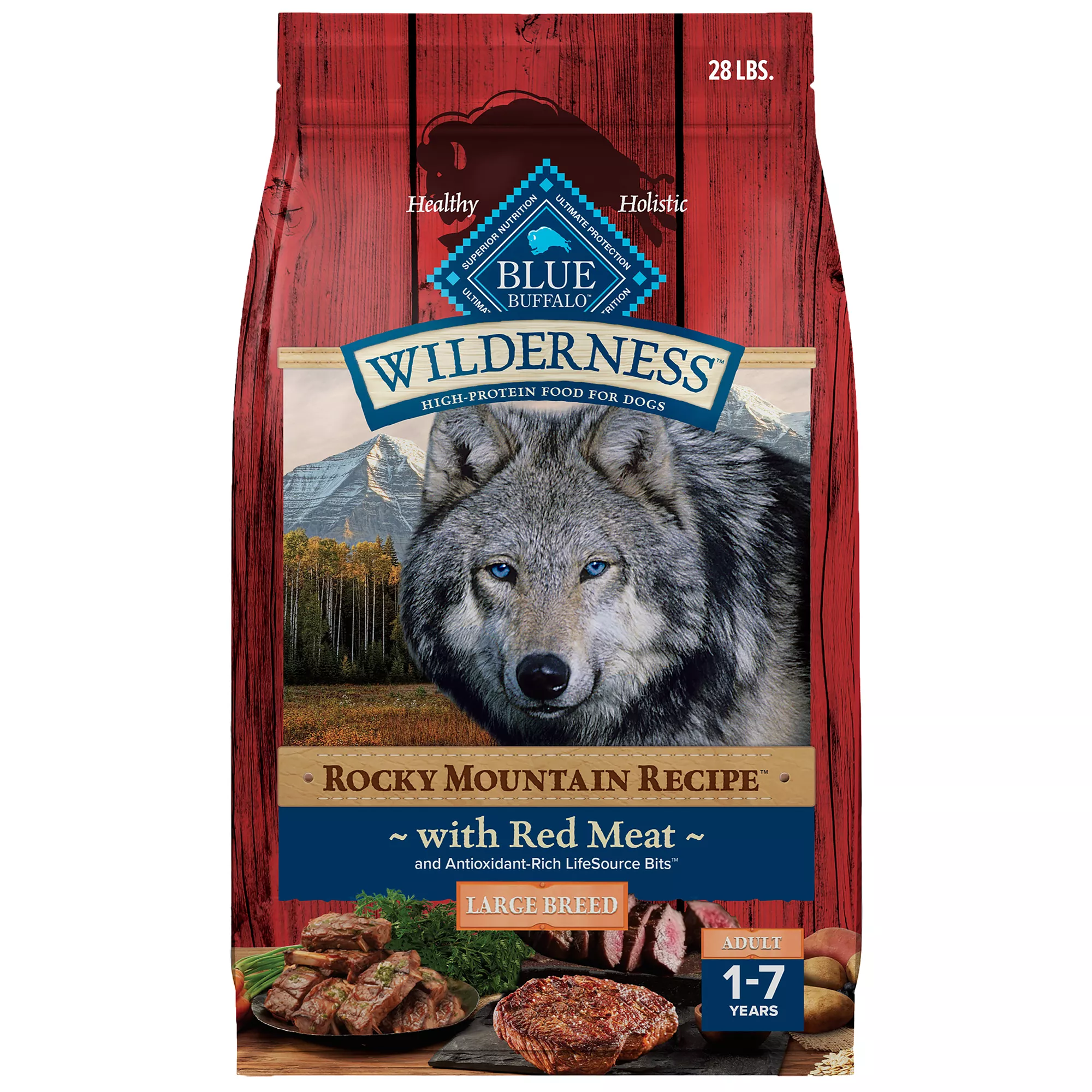 Blue Wilderness Large Breed Adult Dry Dog Food - High-Protein, Red Meat Rocky Mountain Recipe