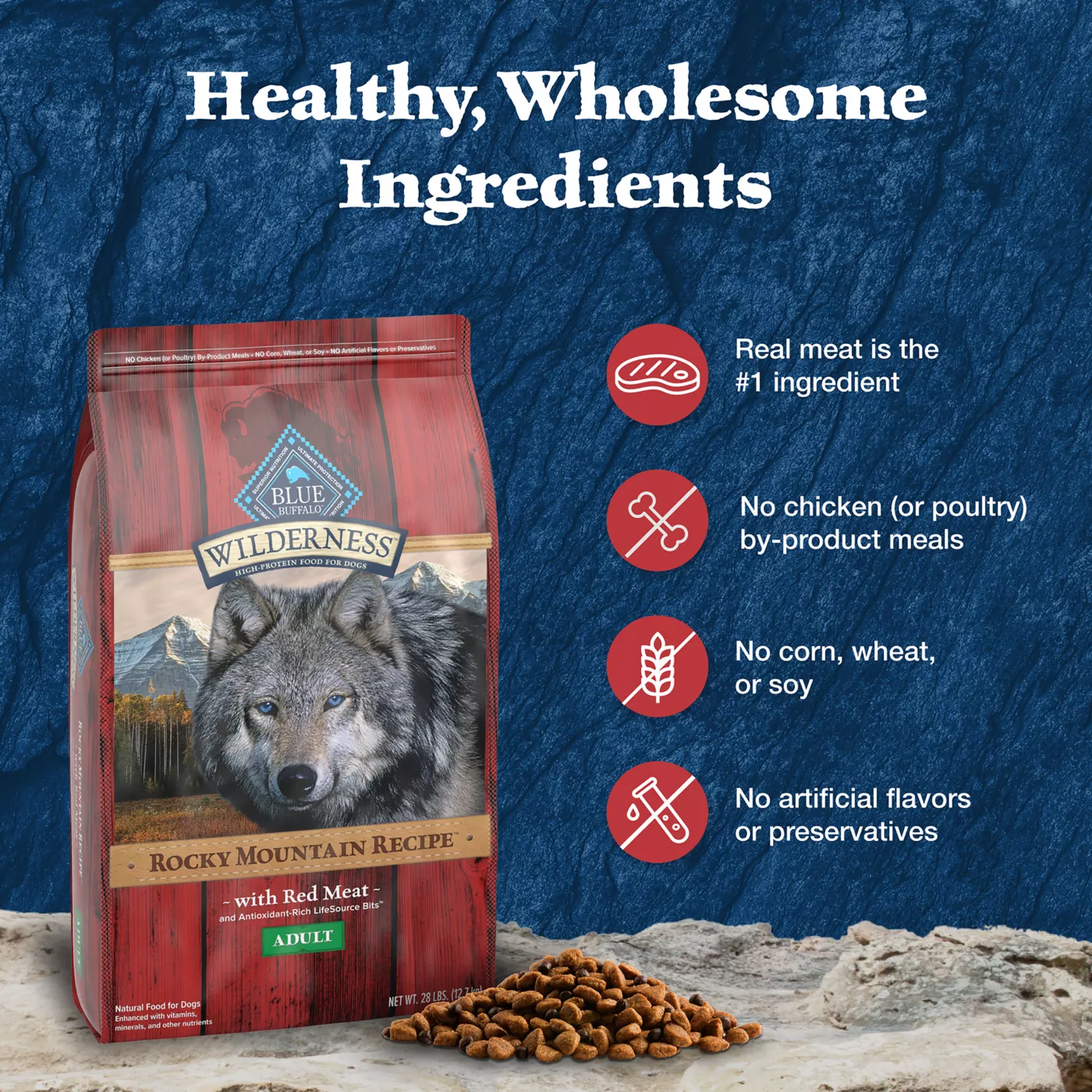 Blue Buffalo Wilderness Rocky Mountain Recipe Adult Dog Dry Food Red Meat