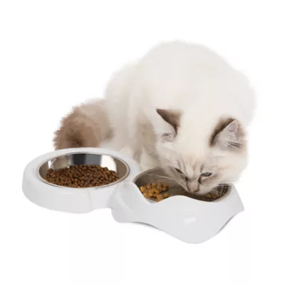 Product Catit PIXI Cat Food Double Dish - White