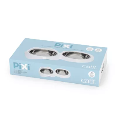 Product Catit PIXI Cat Food Double Dish - White