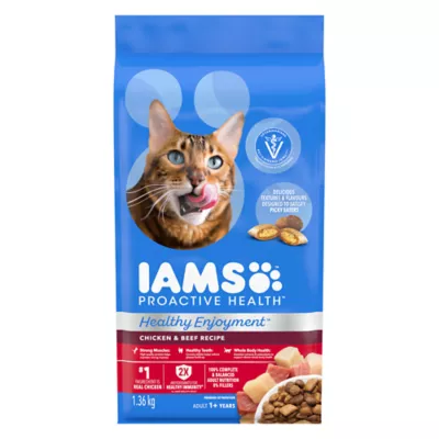 Iams Proactive Health Healthy Enjoyment Adult Dry Cat Food Chicken Beef