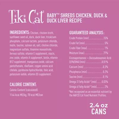 Product Tiki Cat Baby Kitten Wet Cat Food - 2.4oz, Natural