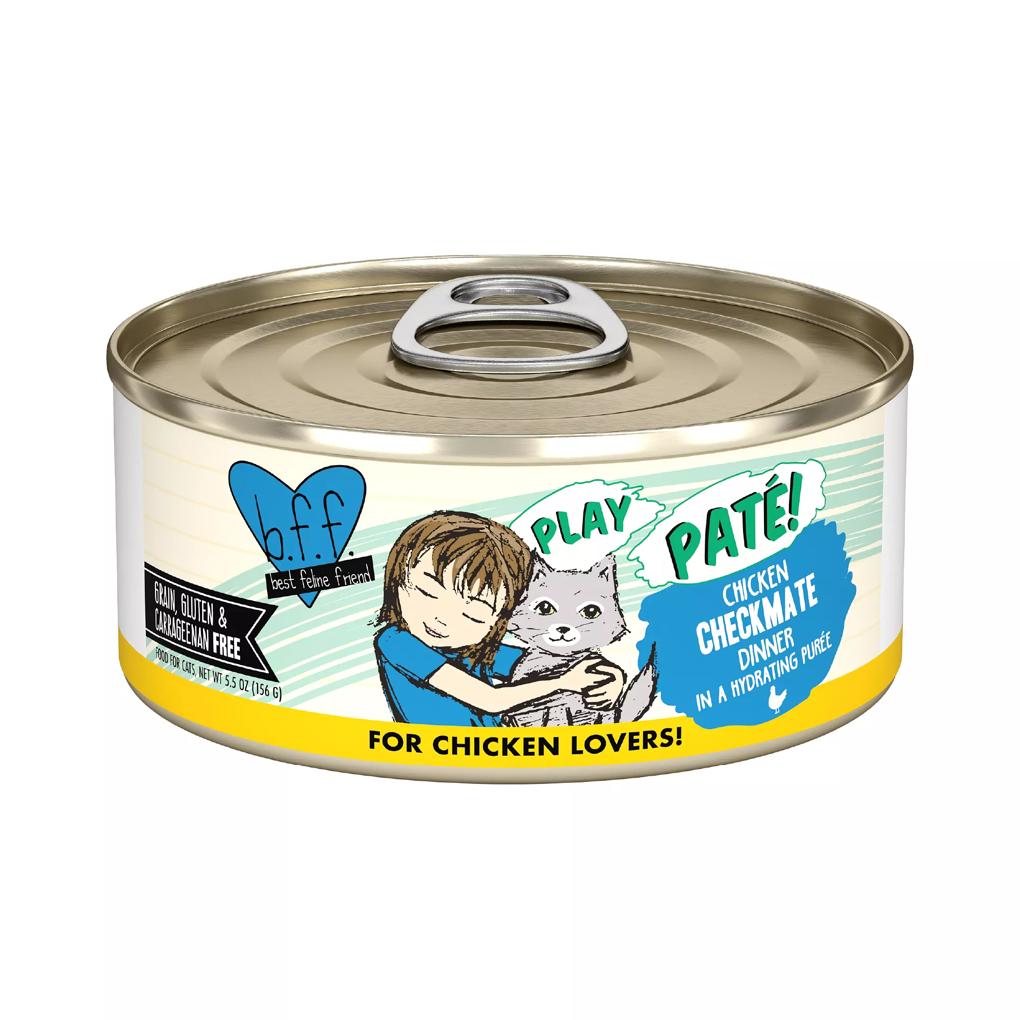 Weruva B.F.F. PLAY Pate! For Chicken Lovers Wet Cat Food - Pate in a Hydrating Puree, 5.5 OZ