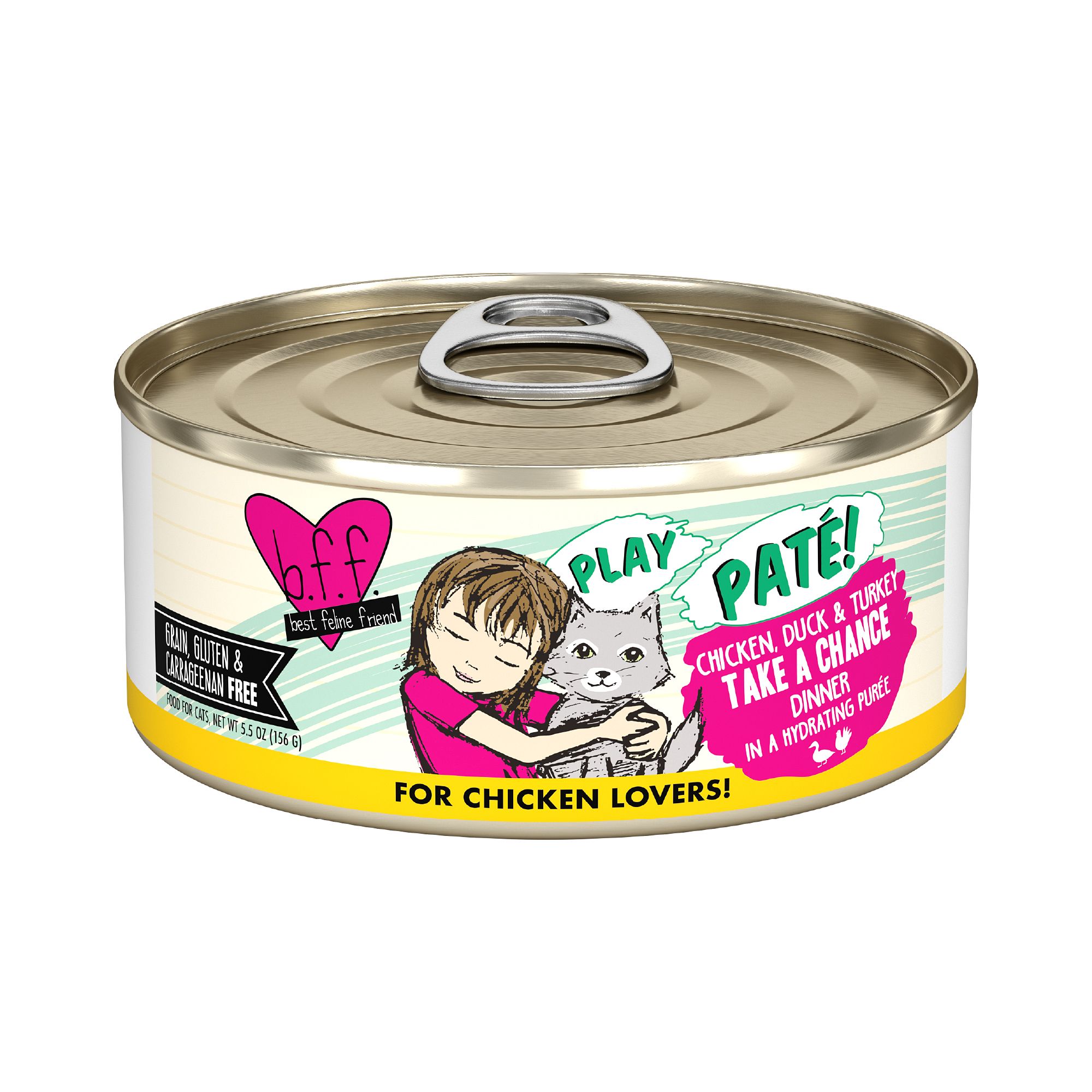 B.F.F. PLAY Pate! For Chicken Lovers Wet Cat Food - 5.5 oz, Pate in a Hydrating Puree