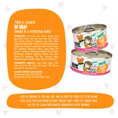 Product B.F.F. PLAY Pate! For Tuna Lovers Wet Cat Food - 5.5 oz, Pate in a Hydrating Puree