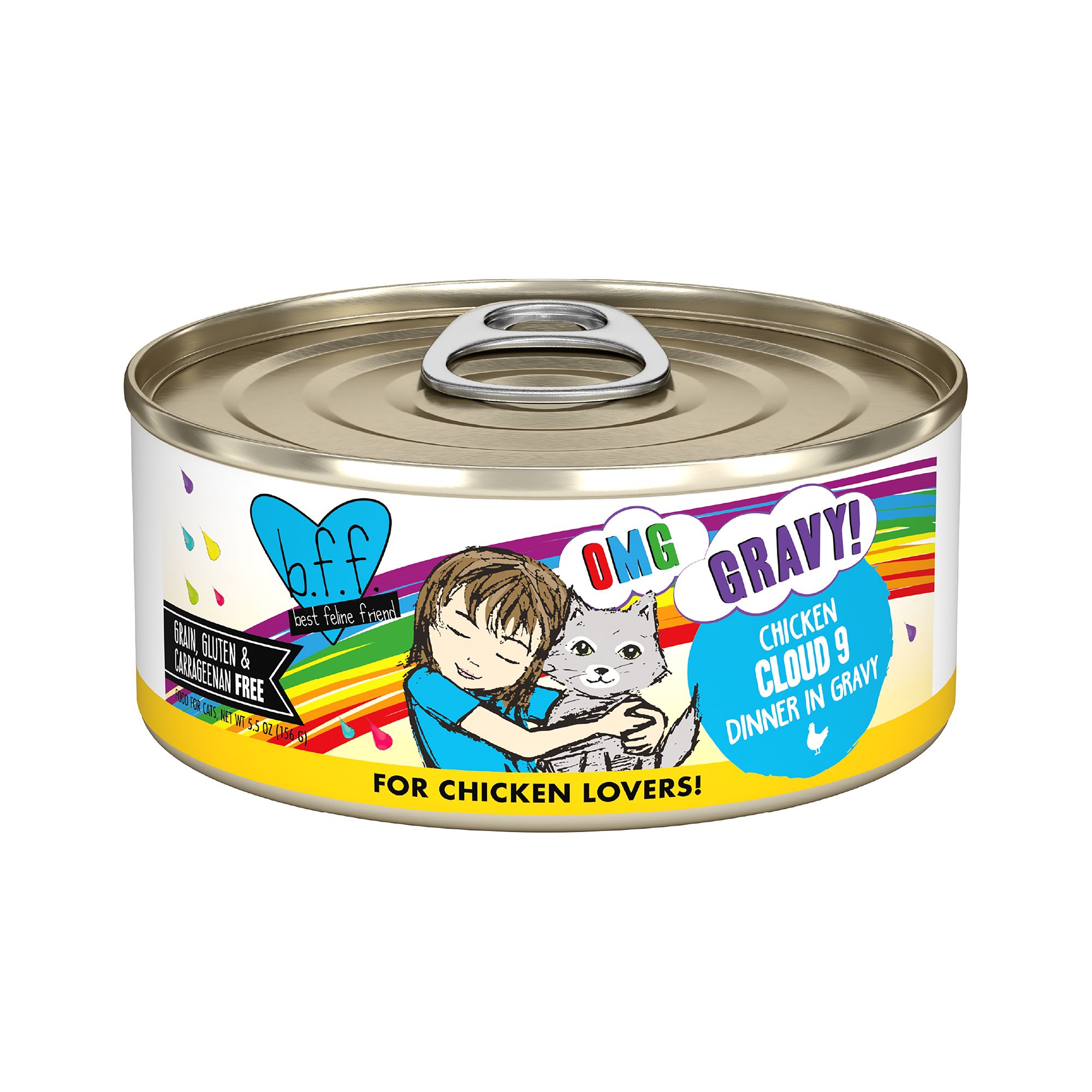 B.F.F. OMG Gravy! For Chicken Lovers Wet Cat Food - 5.5 oz, Minced in Gravy