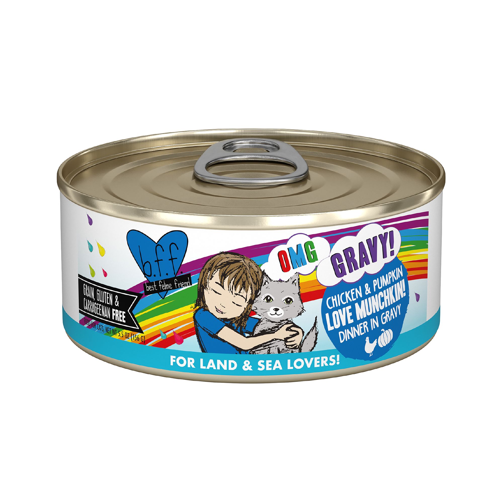 Weruva B.F.F. OMG Gravy! For Land & Sea Lovers Wet Cat Food - Minced in Gravy, 5.5 OZ by Weruva