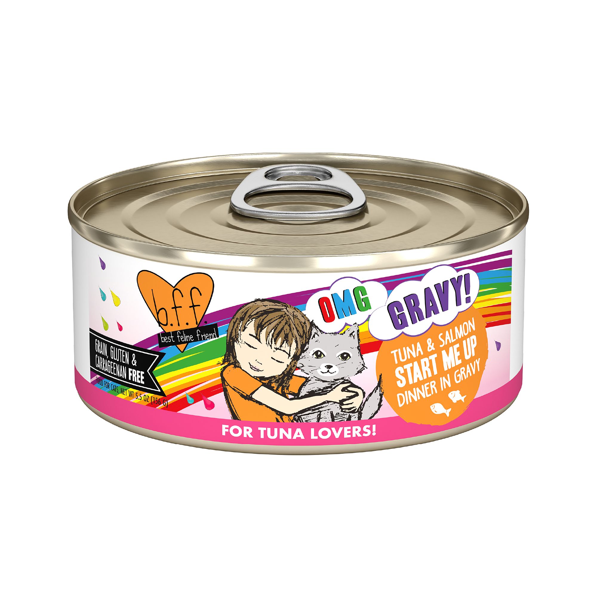 B.F.F. OMG Gravy! For Tuna Lovers Wet Cat Food - 5.5 oz, Minced in Gravy