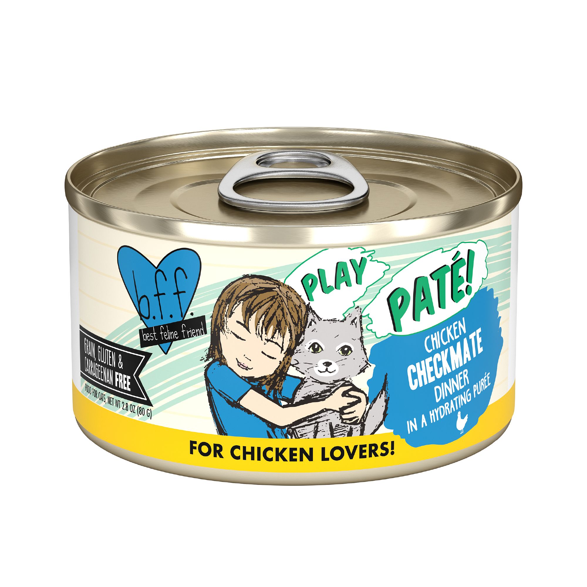 B.F.F. PLAY Pate! For Chicken Lovers Wet Cat Food - 2.8 oz, Pate in a Hydrating Puree