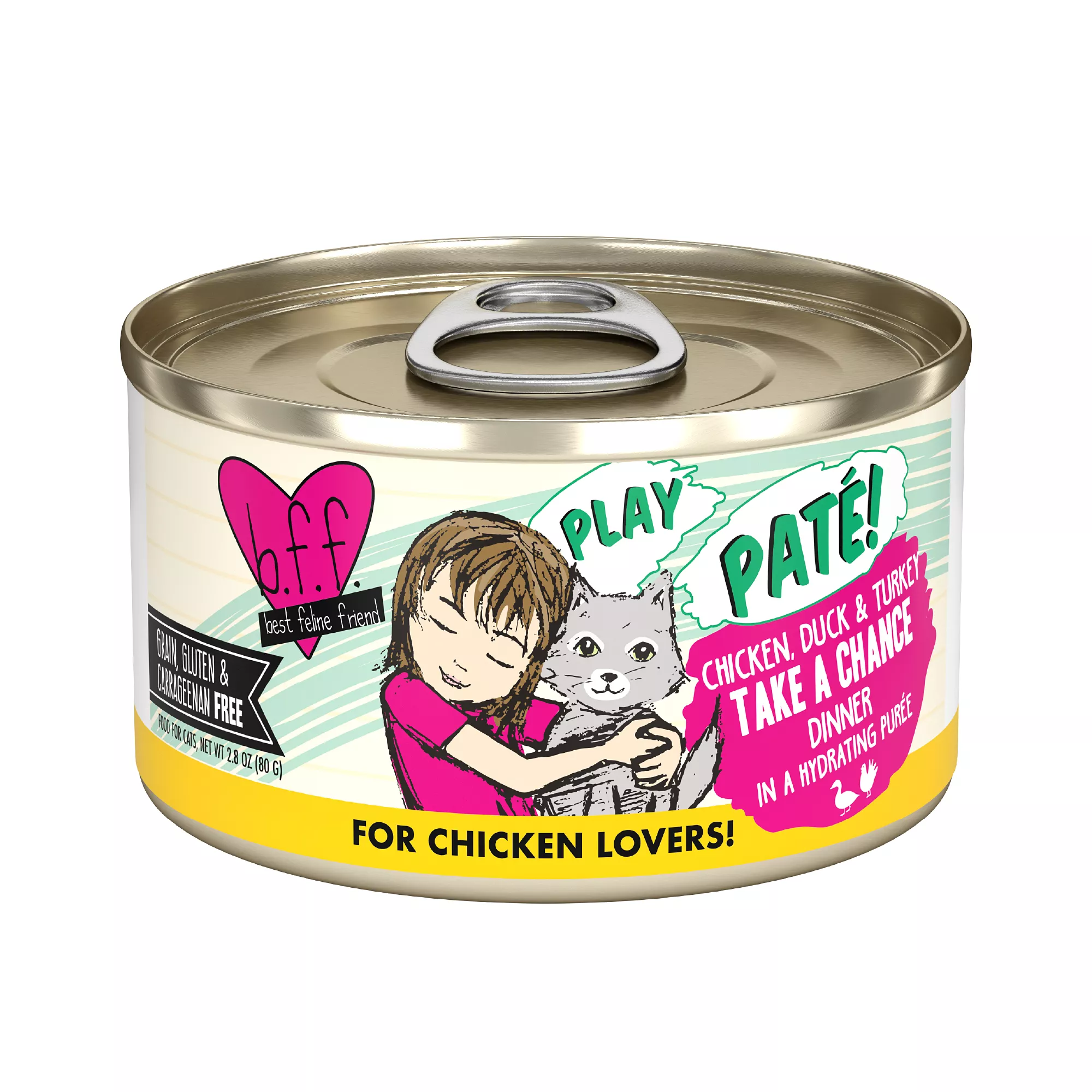 Weruva B.F.F. PLAY Pate! For Chicken Lovers Wet Cat Food - Pate in a Hydrating Puree, 2.8 OZ