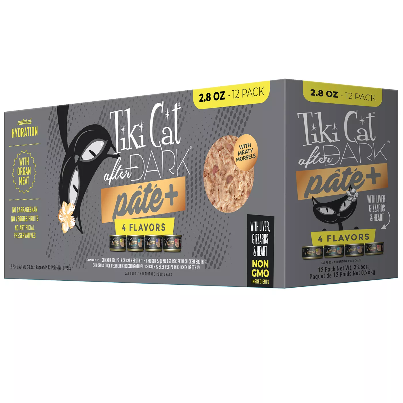 Tiki Cat After Dark Pate+ Adult Cat Food Pate, Variety Pack, 12 Ct