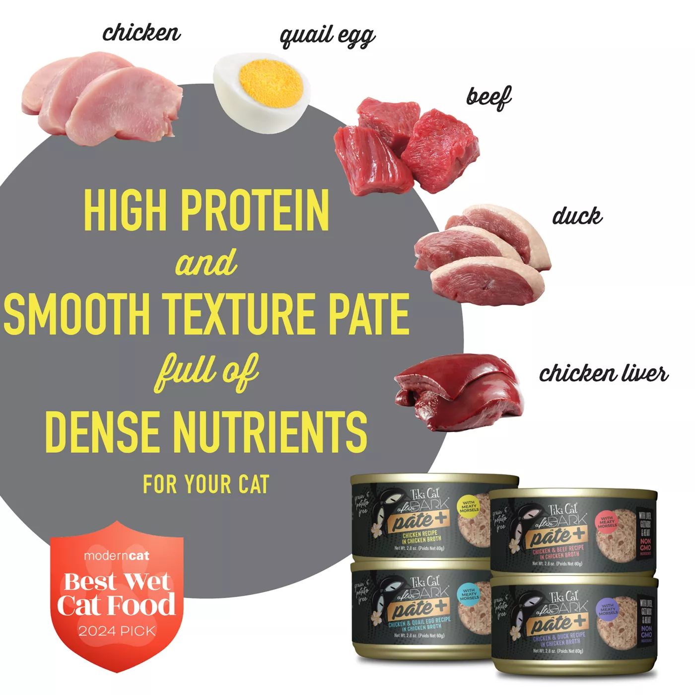 Tiki Cat After Dark Pate+ Adult Cat Food Pate, Variety Pack, 12 Ct