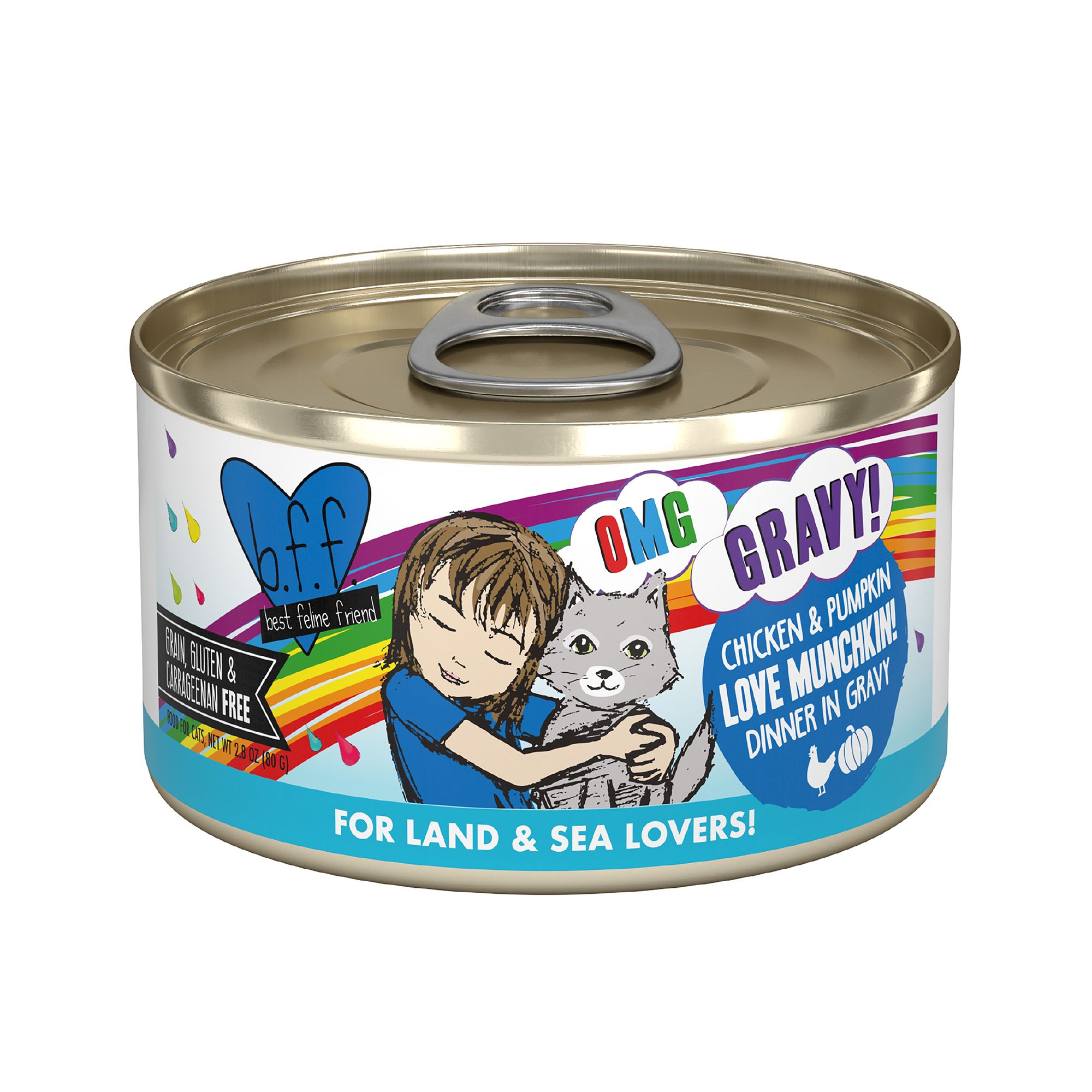 Weruva B.F.F. OMG Gravy! For Land & Sea Lovers Wet Cat Food - Minced in Gravy, 2.8 OZ, Can by Weruva