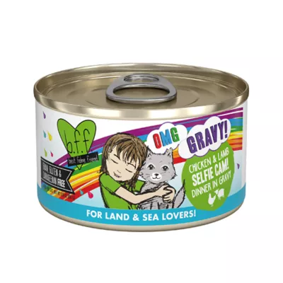 Weruva B.F.F. OMG Gravy! For Land & Sea Lovers Wet Cat Food - Minced in Gravy, 2.8 OZ, Can - Image 1