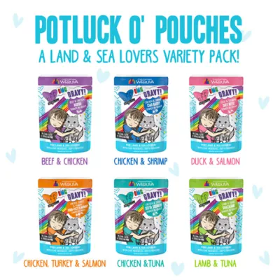 Product B.F.F. OMG Gravy! For Land & Sea Lovers Potluck O' Pouches Wet Cat Food - Variety Pack, 12ct