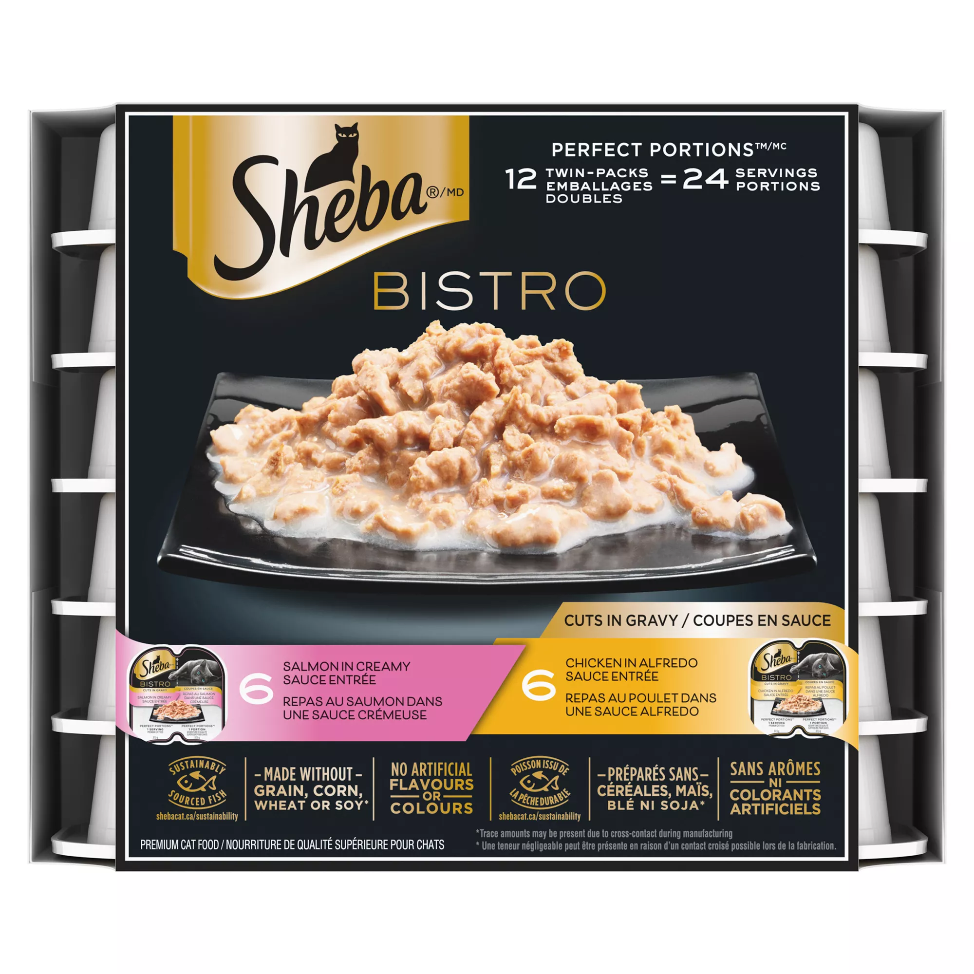 SHEBA Bistro Perfect Portions Adult Wet Cat Food Variety 12-Pack - Chicken & Salmon