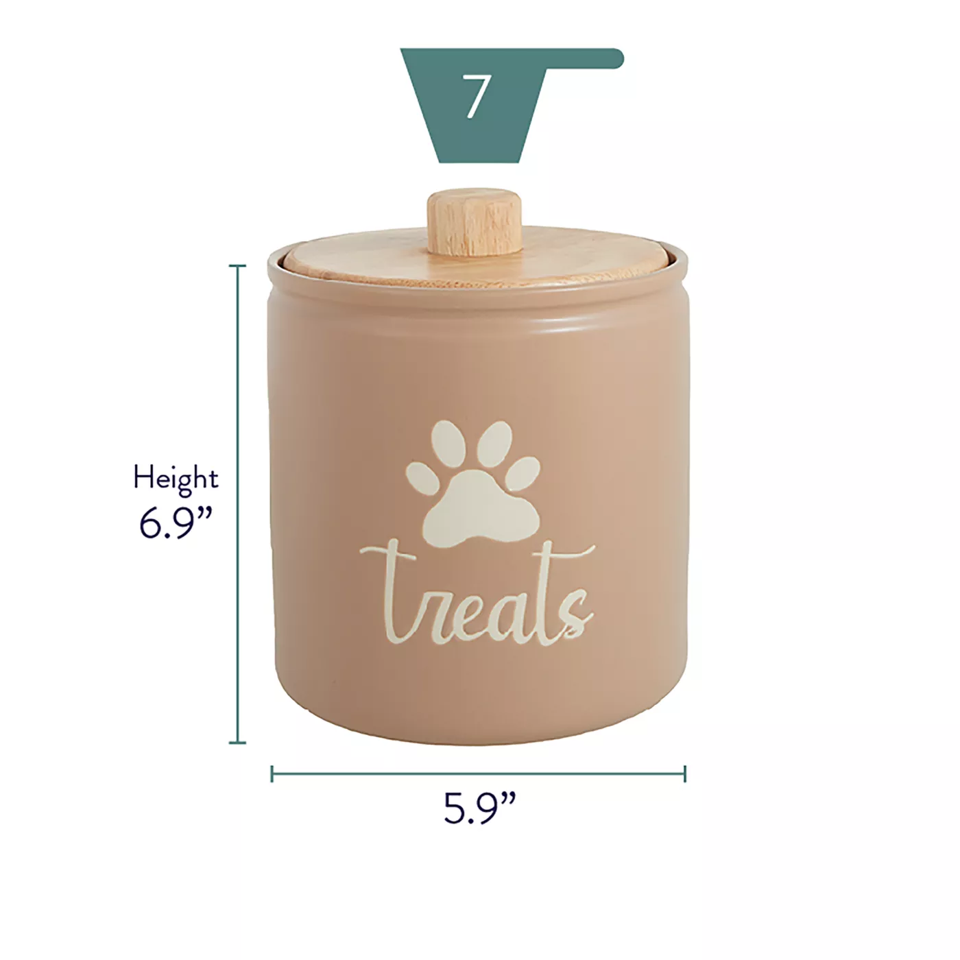 Top Paw Ceramic Treats Tan Paw Print Treat Jar