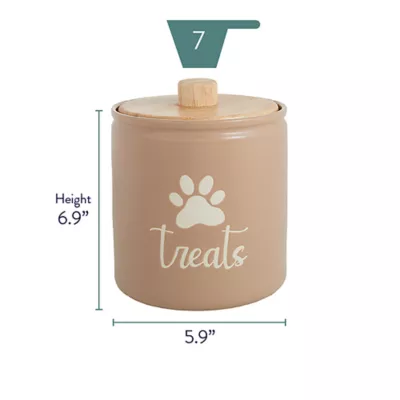 Product Top Paw® Ceramic "Treats" Tan Paw Print Treat Jar