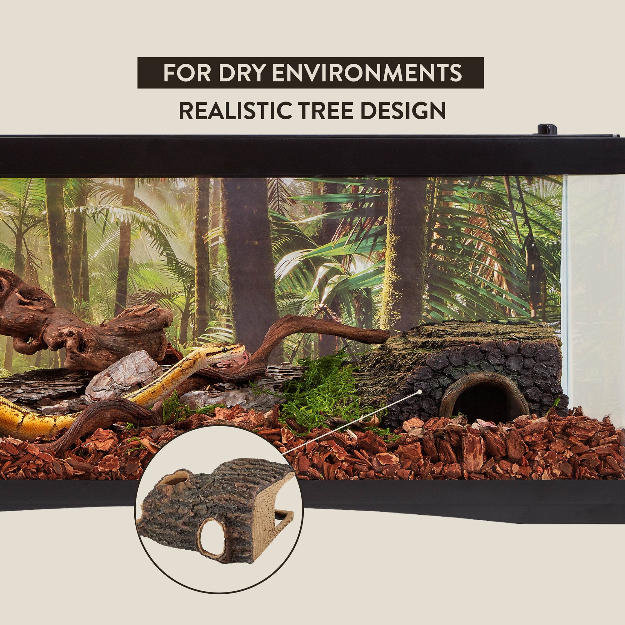 Thrive Corner Tree Snake Hide Terrarium Ornament - Reptile Hide Decor - thumbnail 4