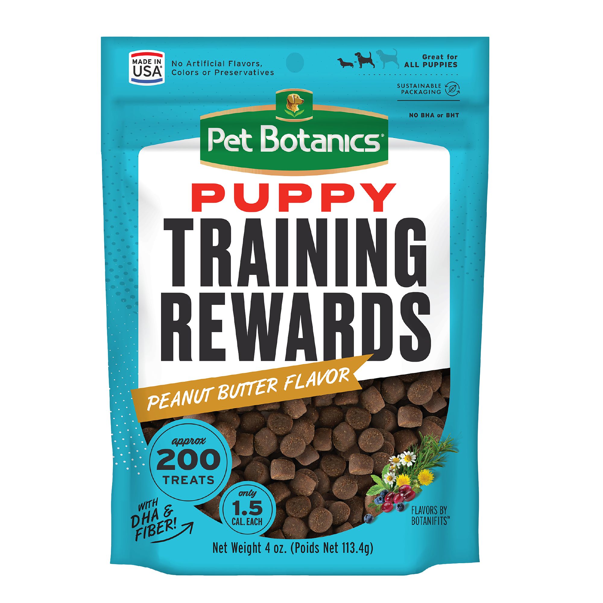 Pet Botanics Training Rewards Mini Peanut Butter Soft Chewy Puppy Treats 4 oz