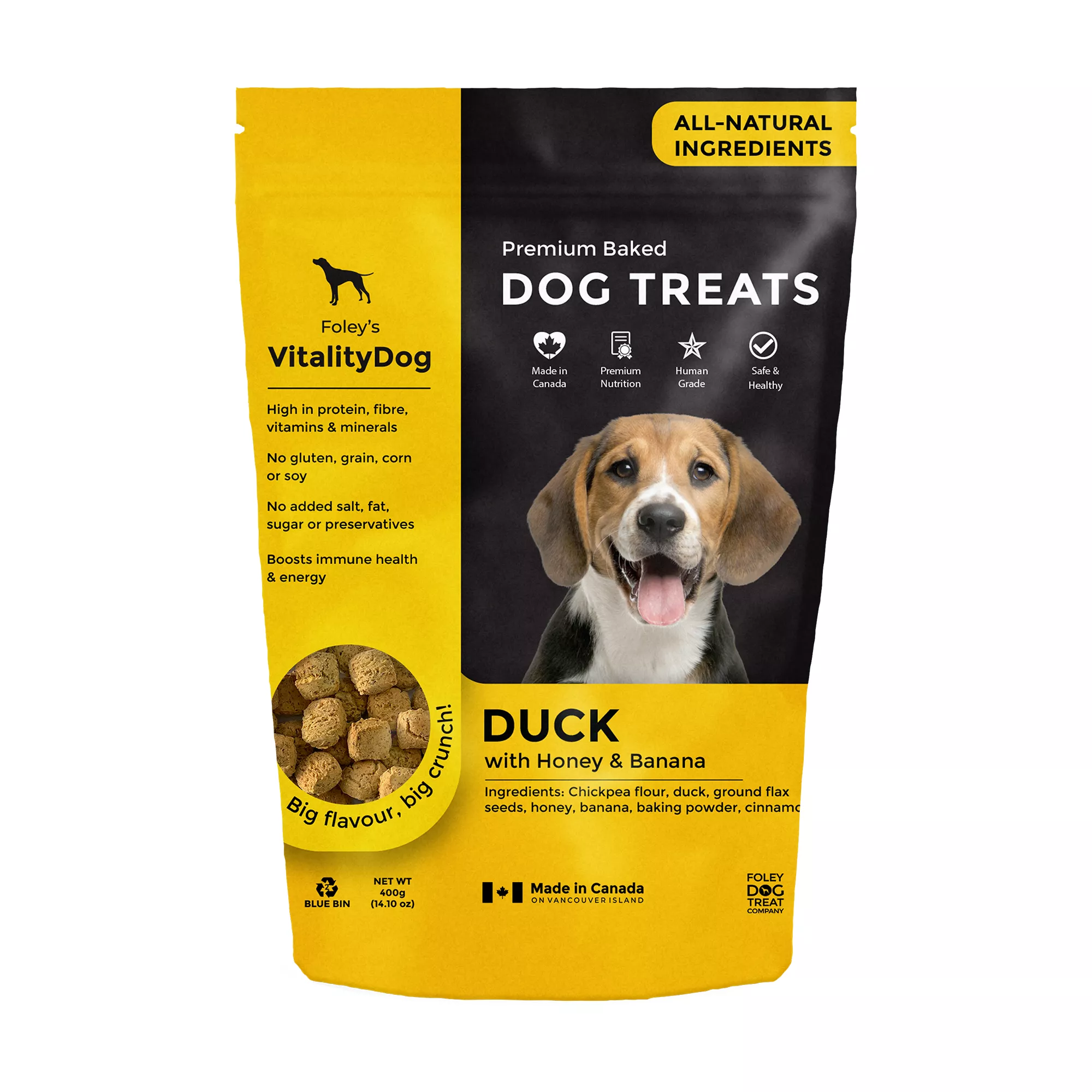 Foley's VitalityDog Crunchy Baked Dog Treat - Duck with Honey and Banana