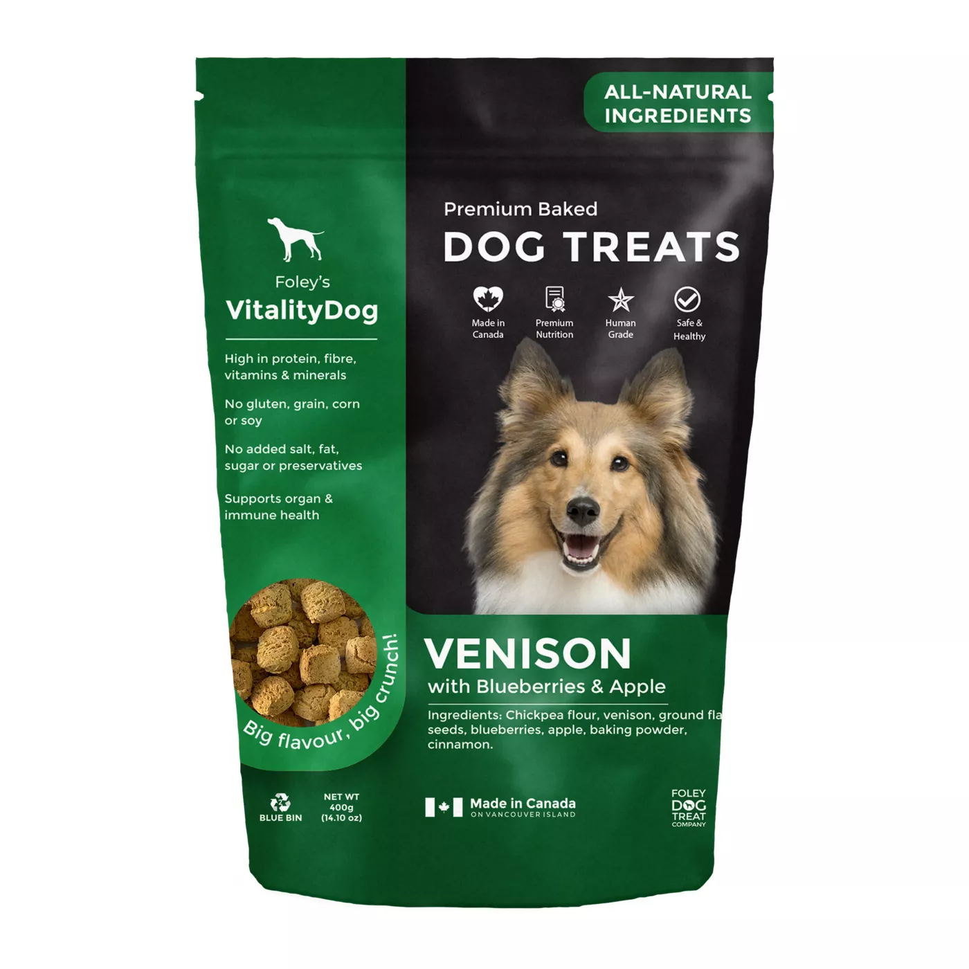 Foley s VitalityDog Crunchy Baked Dog Treat Venison with Blueberries and Apple