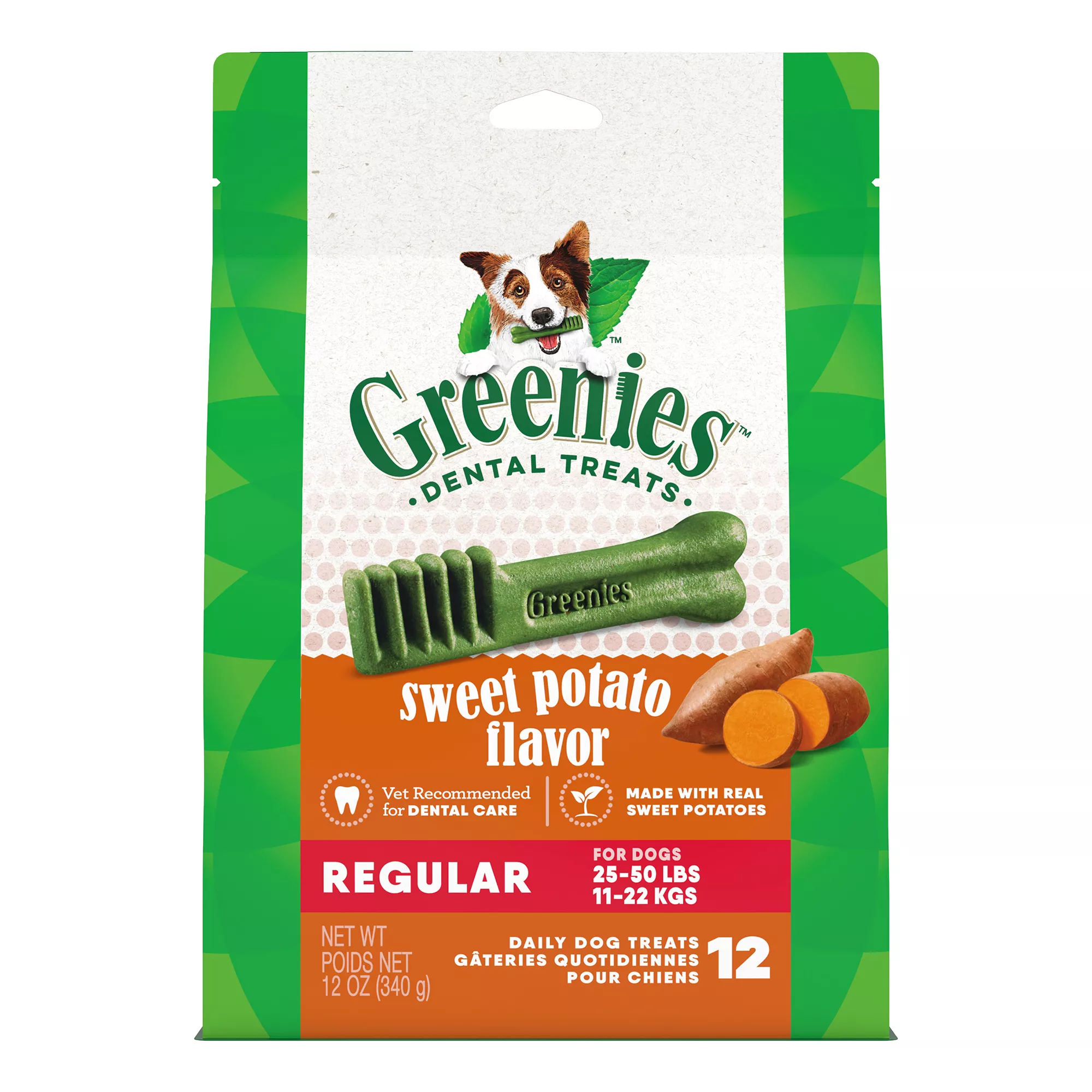 Greenies Regular Natural Adult Dog Dental Treats - Sweet Potato