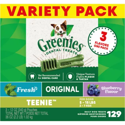 Product GREENIES Natural Teenie Dental Care Adult Dog Treats - 3 Flavor Variety Pack