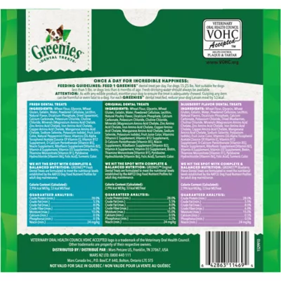 Product Greenies Petite Natural Adult Dog Dental Treats Variety Pack - Original, Minty & Blueberry