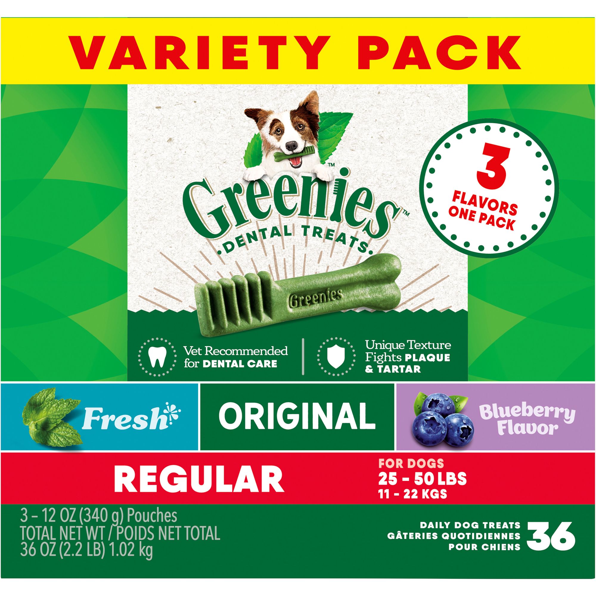 Greenies Regular Natural Adult Dog Dental Treats Variety Pack