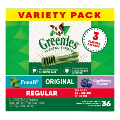 Product Greenies Regular Natural Adult Dog Dental Treats Variety Pack - Original, Minty & Blueberry