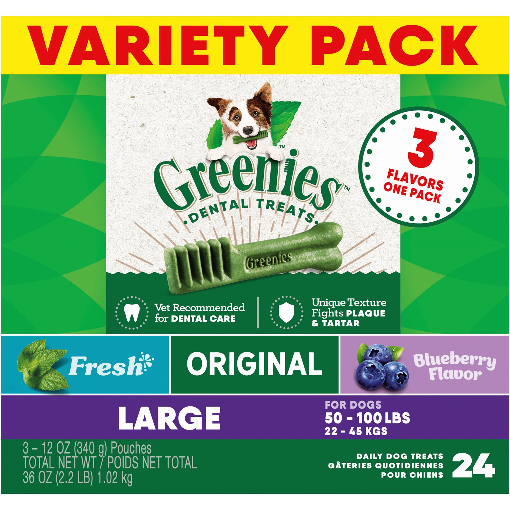 Greenies Large Natural Adult Dog Dental Treats Variety Pack