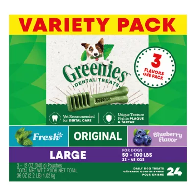 Product Greenies Large Natural Adult Dog Dental Treats Variety Pack - Original, Minty & Blueberry