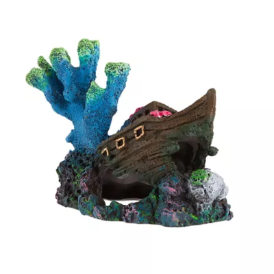 Product Top Fin® Coral and Boat Aquarium Ornament