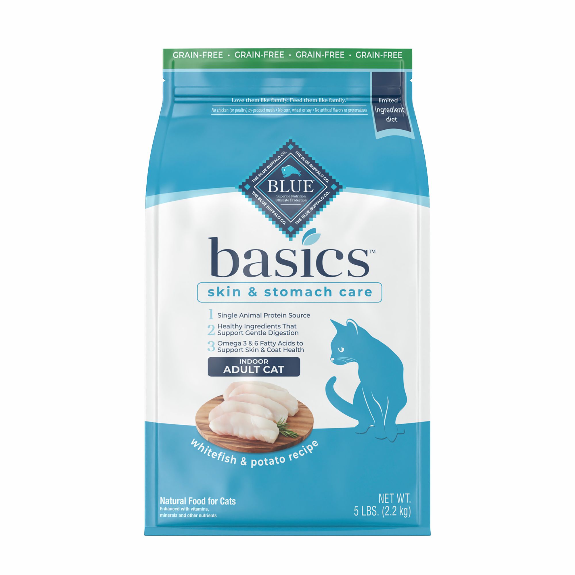 Blue Buffalo Basics Limited Ingredient Fish Potato Dry Cat Food 5 lb bag