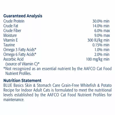 Product Blue Basics Indoor Skin & Stomach Care Adult Cat Food - Limited Ingredient Diet, Whitefish & Potato