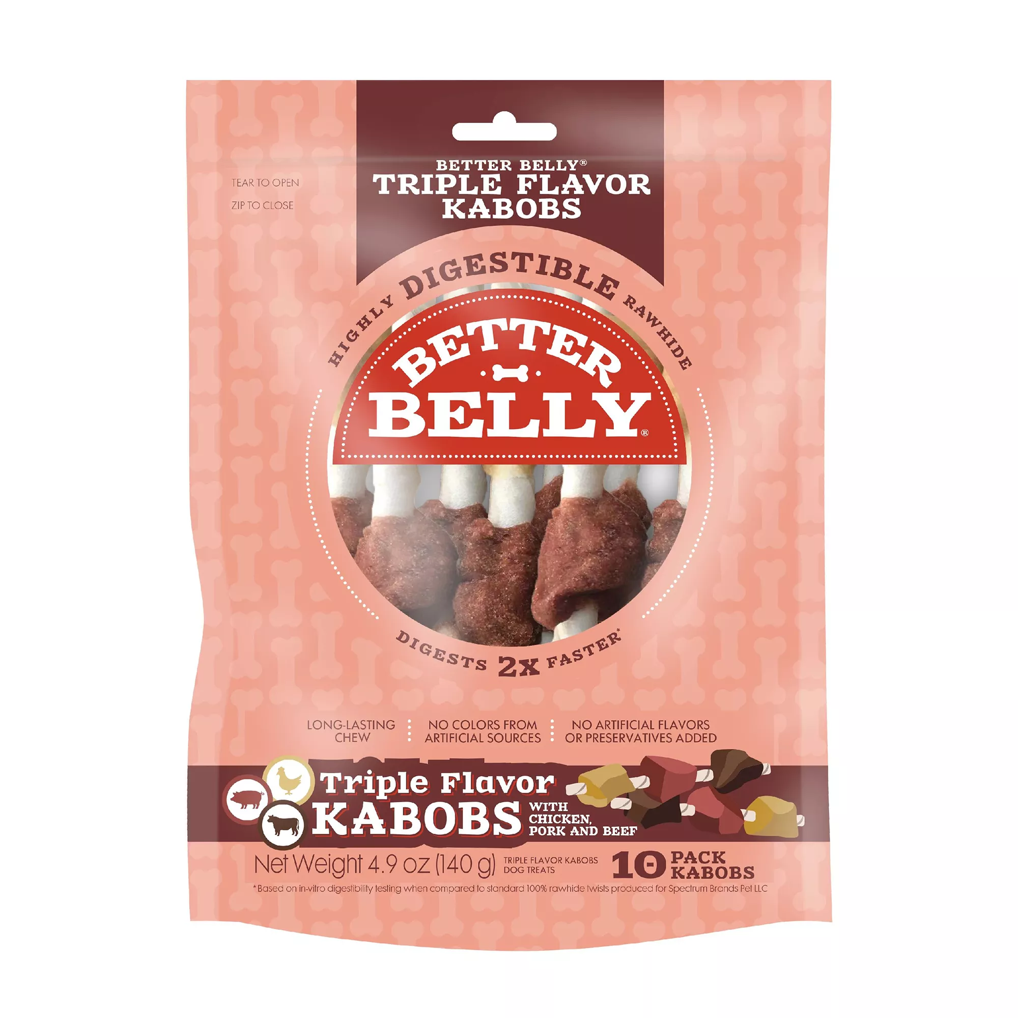 Better Belly Long-lasting Kabob Dog Chew Treat - Chicken, Pork and Beef