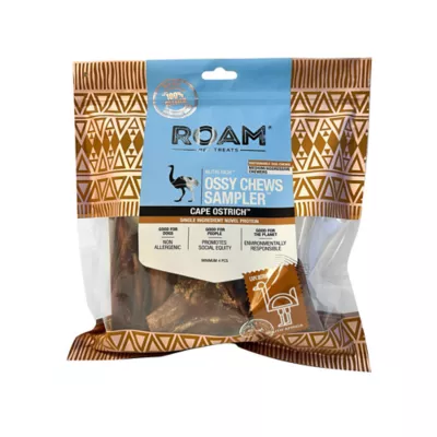 Product ROAM Exotic Ossy Chews Sampler Adult Dog Chew Treats - Ostrich