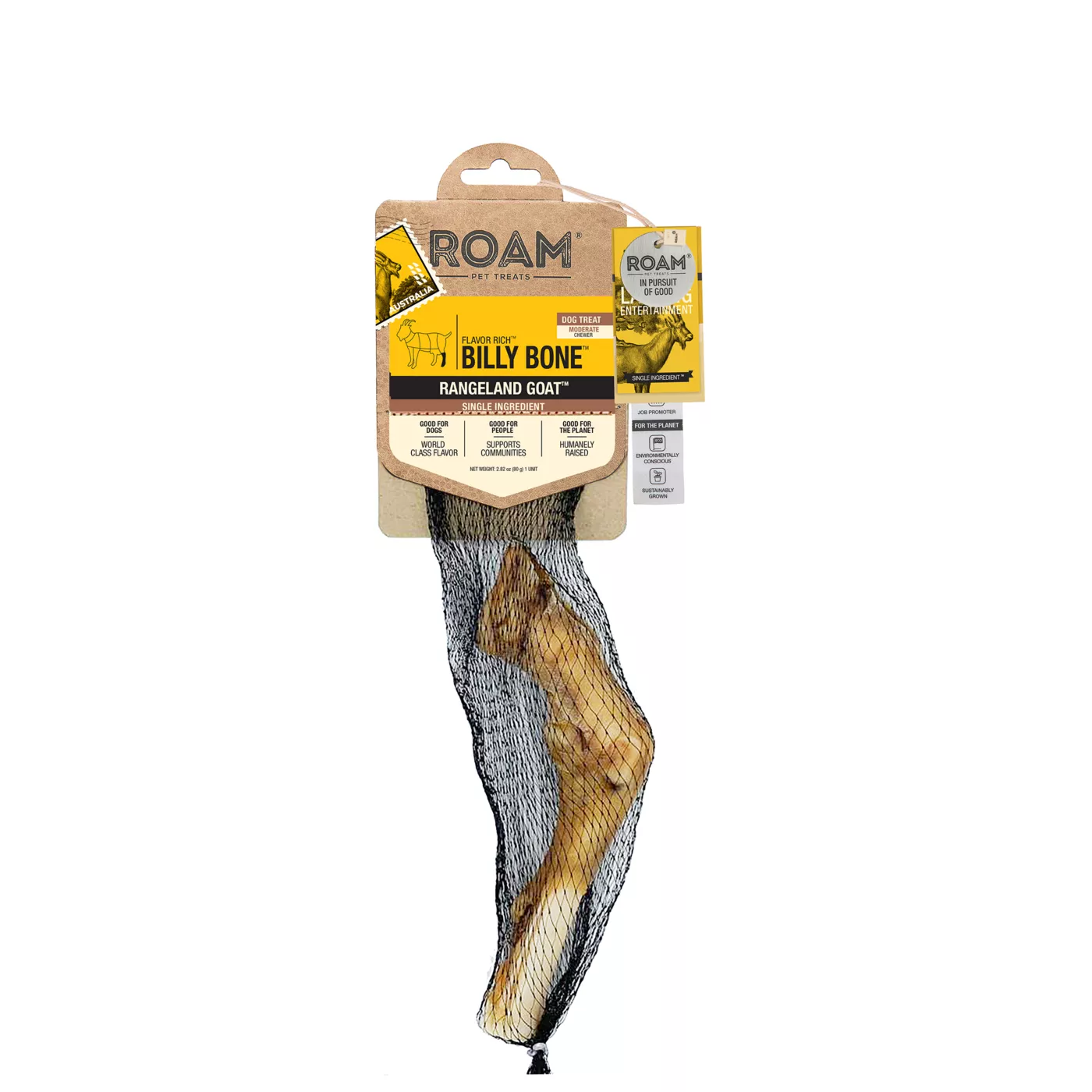 ROAM Exotic Goat 8 Inch Bone Dog Chew Treat Goat