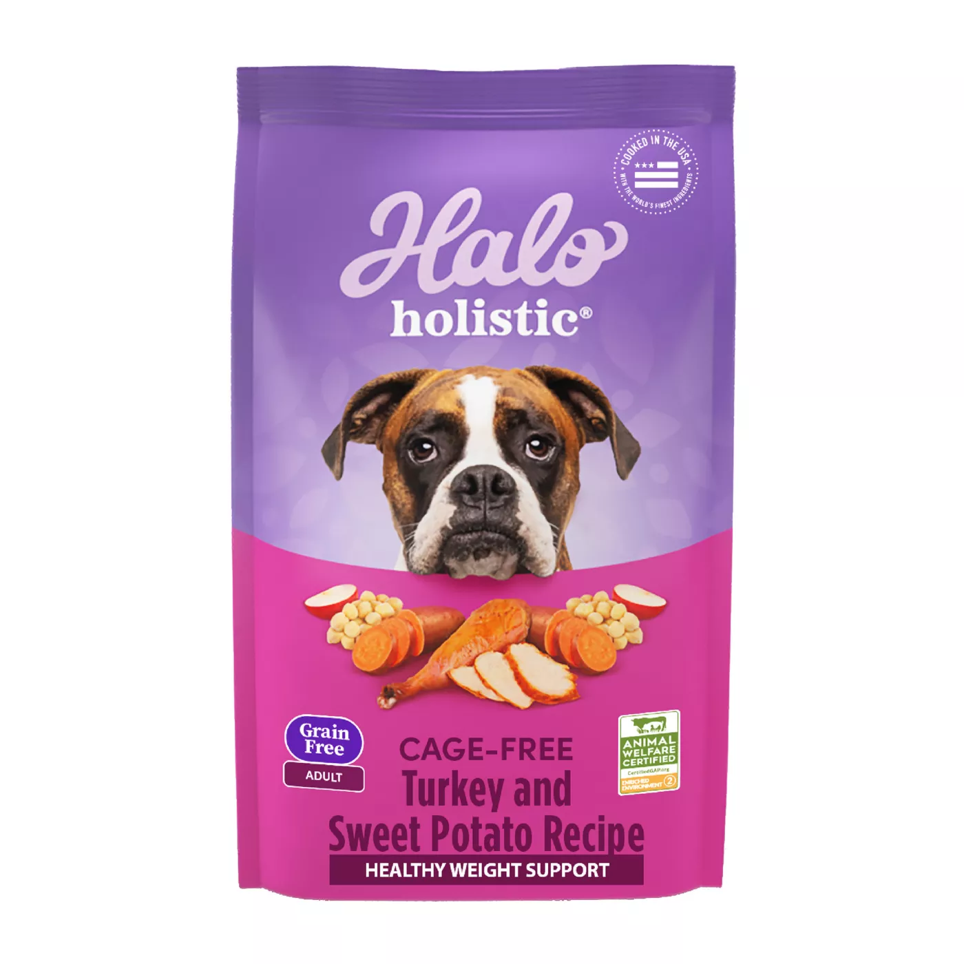 Halo Holistic Grain Free Dry Dog Food Cage free Turkey Sweet Potato Organic